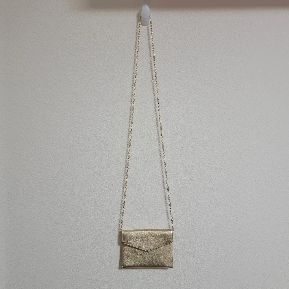 Halogen Gold Metallic with Gold Chain Shoulder/Crossbody Wallet